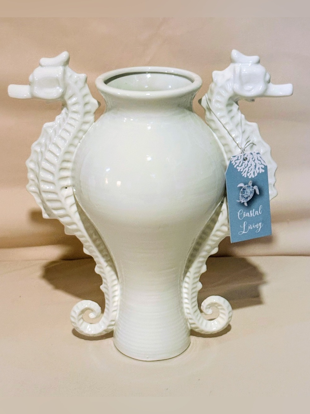 Galt Coastal Living White Seahorse Vase